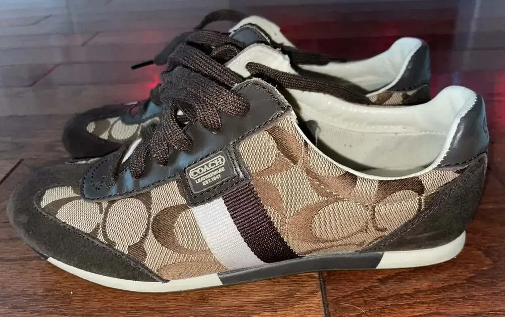 COACH Joss Signature C Y2K Retro Low Profile Sneakers Brown Size 5